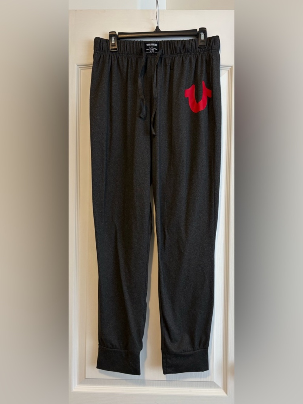 True Religion Black Joggers with Red Horseshoe Logo